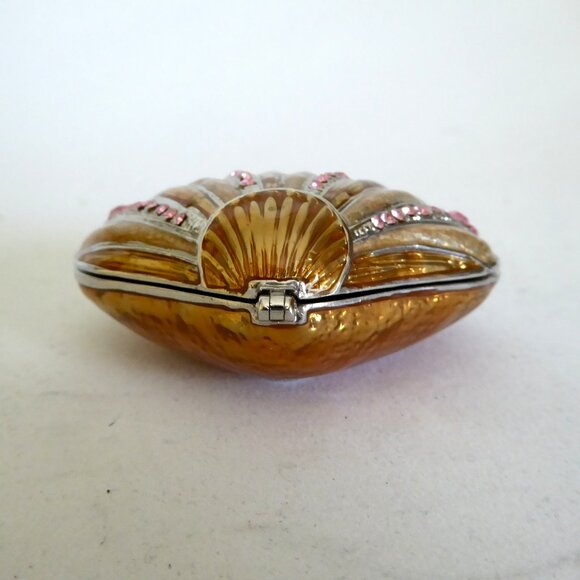 ENAMELED BEJEWELED CLAM SEA SHELL OCEAN TRINKET BOX (NEW IN BOX) - Picture 6 of 11